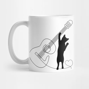 Cat loves guitar Tshirt Mug